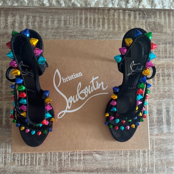 Fun and Colorful Christian Louboutin Spikita comfy heels. - Picture 1 of 12